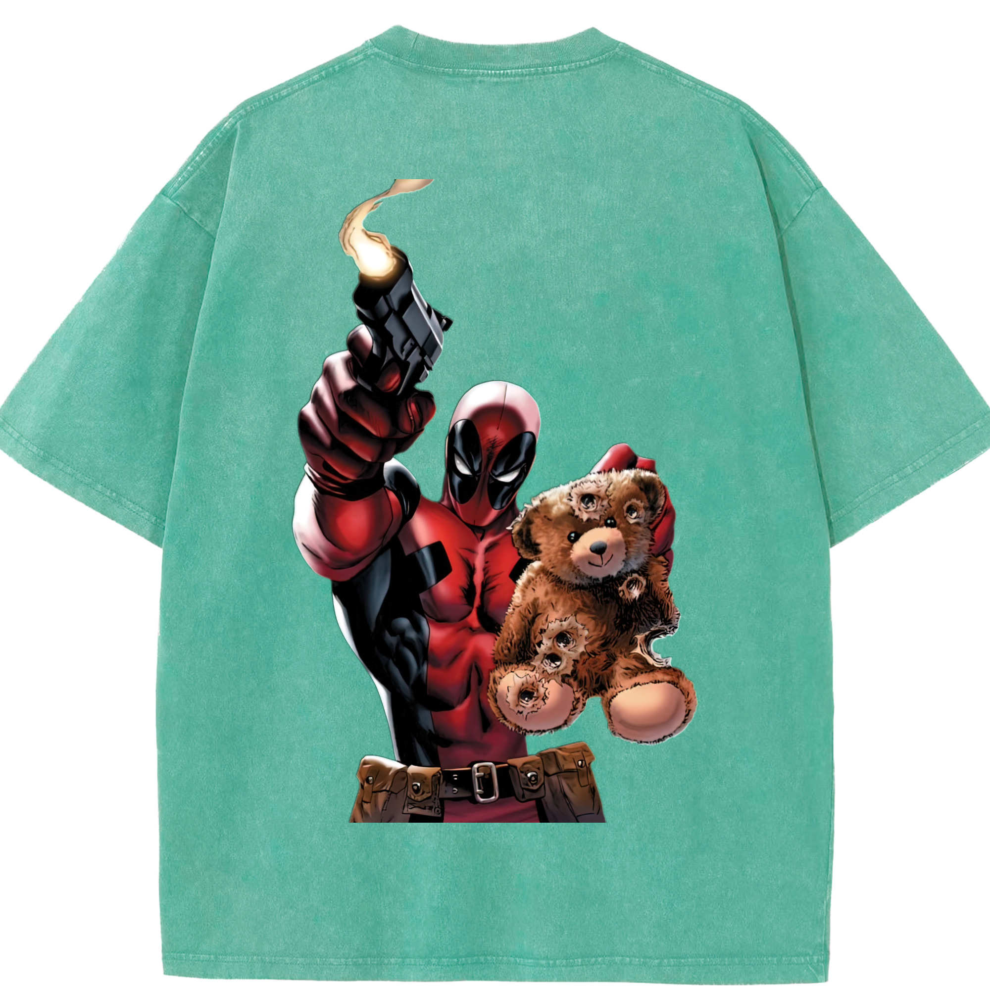 （画像用） Deadpool デッドプール 綿100% ヴィンテージ風 半袖Tシャツ（背面プリント）